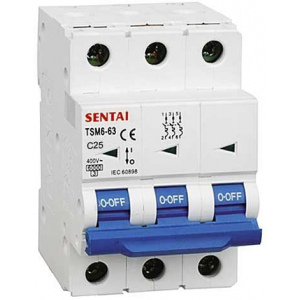 TSM6-63 400V / 25A / C istič 3fázový na DIN lištu