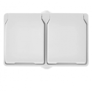 A1397.3 zásuvka nástenná dvojitá, biela, IP44 